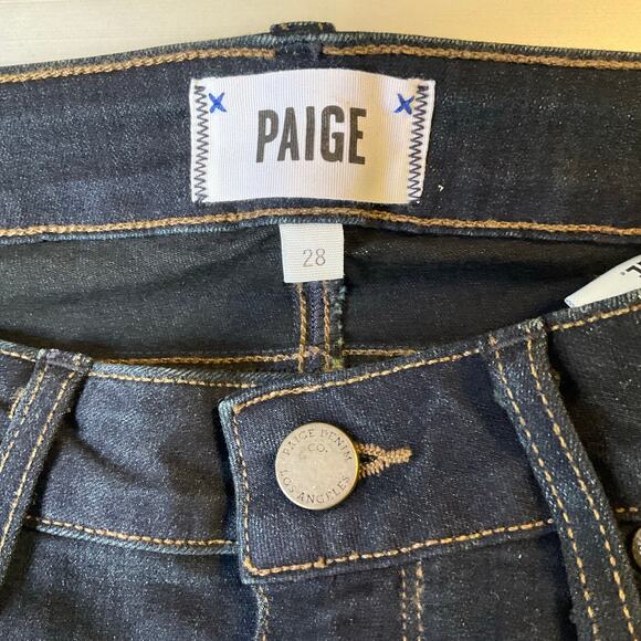 Paige Women Skyline Skinny Jeans size 28 Dark Blue Mid Rise Stretch Boot Cut - Picture 8 of 10